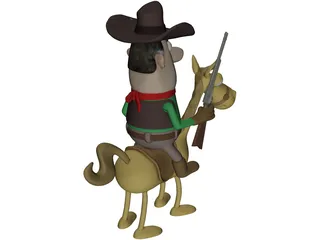 Cowboy with Horse 3D Model