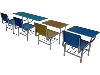 School Chairs 3D Model