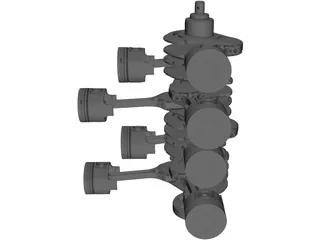 V8 Engine Crankshaft and Pistons 3D Model