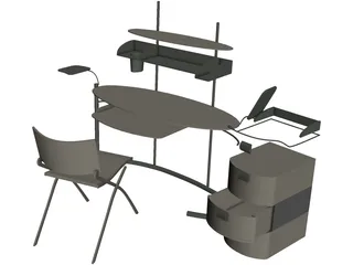 Computer Desk Set 3D Model