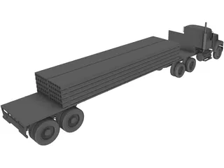 Mack with Flatbed Precast Slabs Trailer 3D Model