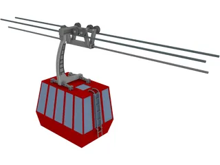 Three-Aerial Ropeway 3D Model