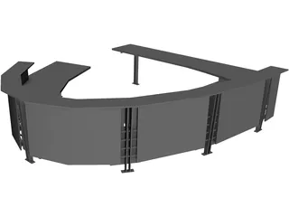 Desk Curved Reception 3D Model