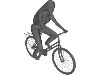 Woman on Bike 3D Model