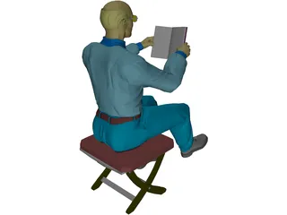 Man with Book 3D Model