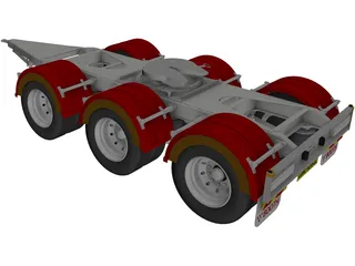 Tri-Axle Dolly 1540 Axle Centers 3D Model
