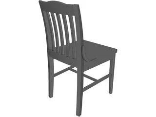 Old American School Chair 3D Model