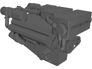 MAN Marine Diesel V12 Engine 3D Model