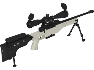 .338 Lapua Magnum Sniper Rifle 3D Model