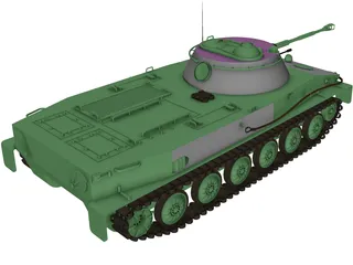 PT-76 Amphibious Tank 3D Model