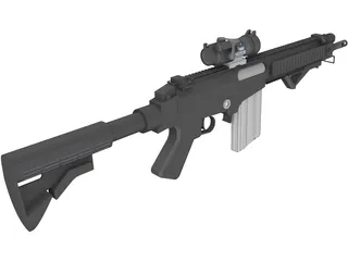 FN FAL Custom Rifle with Aimpoint Scope 3D Model