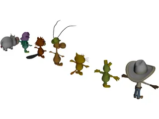 Cartoon Characters Collection 3D Model