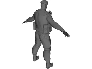 Soldier Black Beret 3D Model