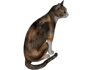 Cat Sitting Red Haired 3D Model