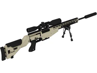 .338 Lapua Magnum Sniper Rifle 3D Model