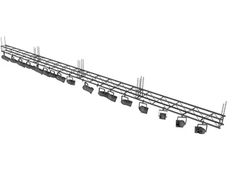 Truss with Stage Ligths and Chains 3D Model