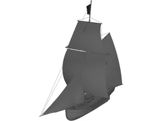 Anne and Mary Sailing Ship 3D Model