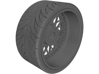 BBS RS Replica 3 Piece Wheel and Tire 3D Model