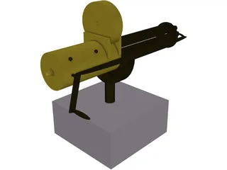 Gatling Gun Hand-Crank 3D Model