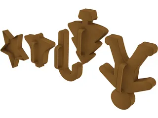 Xmas Cookie Cutters 3D Model