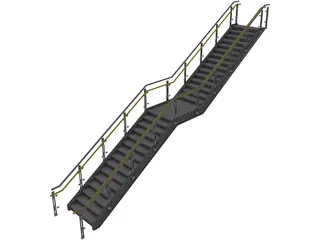 Stair with Glass Rail 3D Model