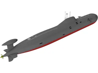 Soviet Akula Attack Submarine 3D Model