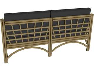 Sofa Bambu and Rattan 3D Model