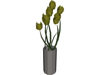 Tulips In Vase 3D Model