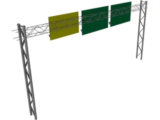 Highway Truss with Signs 3D Model