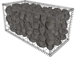 Natural Large Stone-Filled Metal Gabions 3D Model