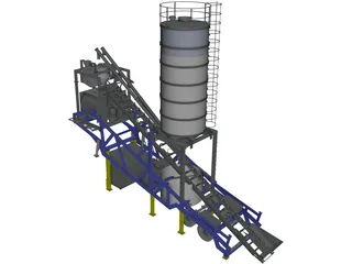 Mobile Concrete Batching Plant Mixer 3D Model