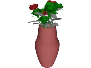 Roses in Vase 3D Model