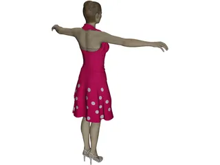 Summergirl in Strawberry Dress 3D Model
