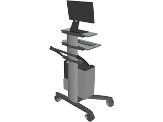 Mobile Computer Cart 3D Model