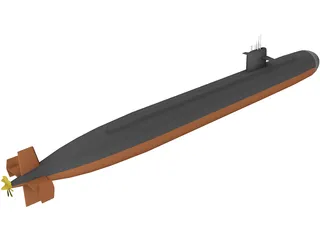 Los Angeles Class Attack Sub 3D Model