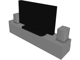 TV Rack with TV and Stereo 3D Model