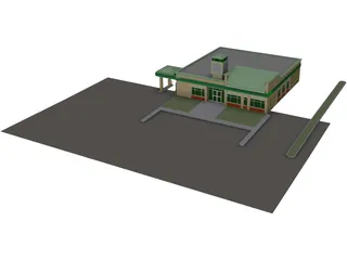 TD Bank Building with Drive Thru 3D Model