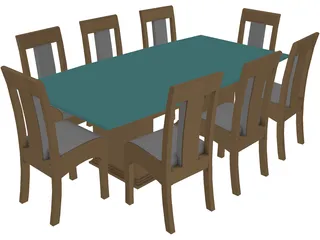 Dining Table and Chairs 3D Model