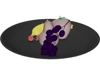 Fruits On Plate 3D Model