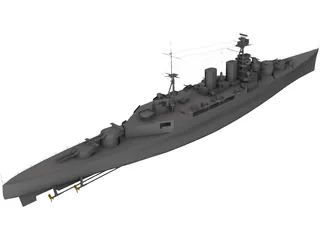 Hood Battlecruiser 3D Model