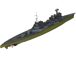 Hood Battlecruiser Refit 3D Model