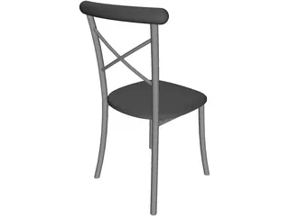 Metal Kitchen Chair with Padded Back 3D Model