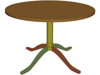 Wooden Round End Table 3D Model