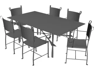 Table with Chairs 3D Model