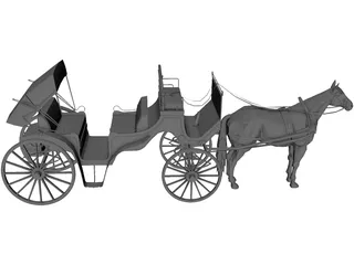 Old Style Horse Carriage 3D Model