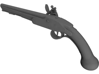 Flintlock Holster Pistol C 1760 3D Model