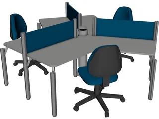 Office Table Set 3D Model