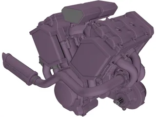 V4 Twin Turbo Engine 3D Model