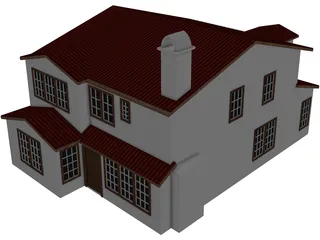 Spanish Style House 2 Story 3D Model