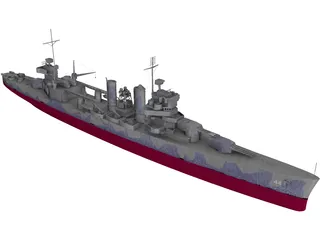 USS Vincennes Military Cruiser 3D Model